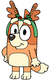 Bingo wearing reindeer ears