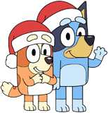 Bley & Bingo wearing Santa hats