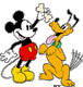 Mickey offering Pluto a bone