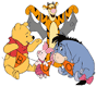 Winnie the Pooh, Tigger, Piglet, Eeyore preparing Halloween decorations