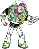 Buzz Lightyear using his wrist communicator
