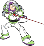 Buzz Lightyear pointing with his laser