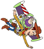 Buzz & Woody flying