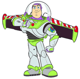 Buzz Lightyear pushing his button