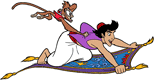 Aladdin, Abu on flying carpet