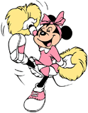 Chearleader Minnie Mouse with her yellow pom-poms