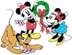 Classic Mickey and Minnie Mouse and Pluto with decorations