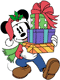 Classic Mickey Mouse carrying a present
