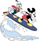 Classic Mickey, Donald surfing