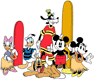 Classic Mickey, Minnie, Donald, Daisy, Goofy and Pluto in Hawaii
