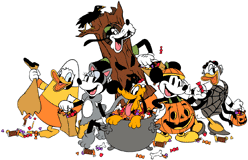 Classic Mickey Mouse and friends dressed up for Halloween
