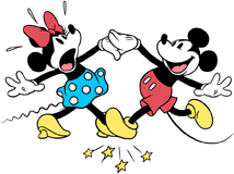 Classic Mickey stepping on Minnie's toes dancing
