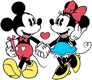 Mickey, Minnie walking hand in hand
