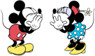 Classic Mickey, Minnie sharing secrets