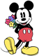 Mickey holding a bouquet of flowers behind his back