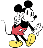 Classic Mickey Mouse flashing the peace sign