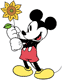 Mickey Mouse holding a sunflower