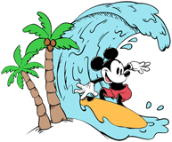 Classic Mickey Mouse surfing