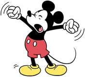 Classic Mickey Mouse yawning and stretching
