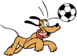 Classic Pluto playing soccer