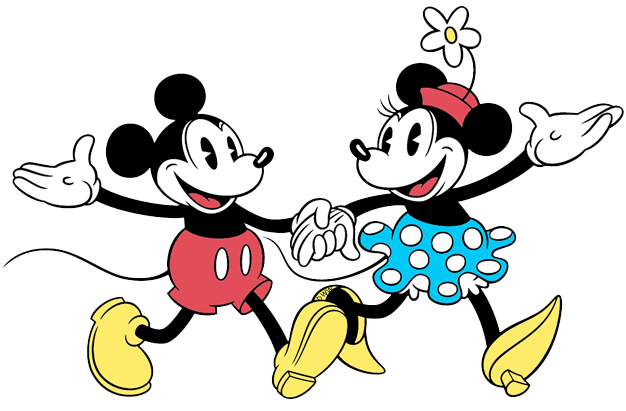 mickey mouse and minnie mouse drawings holding hands