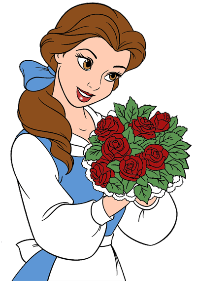 belle disney roses disneyclips clip clipart bouquet cartoon galore characters