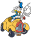 Donald Duck driving car