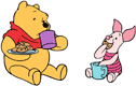 Pooh, Piglet, tea, biscuits