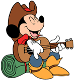 Cowboy Mickey Mouse playing his guitar and singing