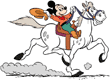 Cowboy Mickey Mouse riding horse