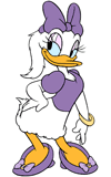 Daisy Duck posing in purple