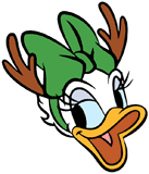 Daisy Duck wearing reindeer antlers