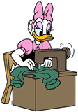Daisy Duck at the sewing machine