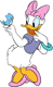 Daisy Duck greeting a bluebird