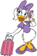 Daisy Duck talking on the phone with luggage