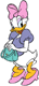 Daisy Duck clutching her purse