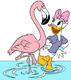 Daisy Duck, pink flamingo