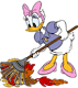 Daisy Duck raking leaves