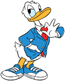 Dapper Donald Duck wearing a tie