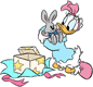 Unwrapping stuffed bunny rabbit
