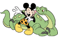 Mickey Mouse licked by a dinosaur