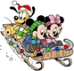 Baby Pluto, Mickey, Minnie sledding