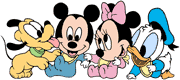 Babies Mickey, Minnie, Pluto, Donald