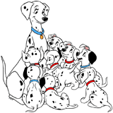 Perdita with her puppies