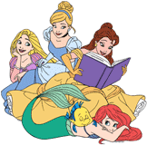Disney Princesses Rapunzel, Cinderella, Belle and Ariel
