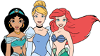 Jasmine, Cinderella and Ariel