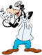 Doctor Goofy singing into stethoscope
