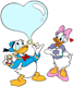 Donald blowing a heart-shaped bubble for Daisy