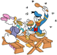 Donald and Daisy Duck eating at a picnic table