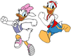 Donald and Daisy Duck running in a race